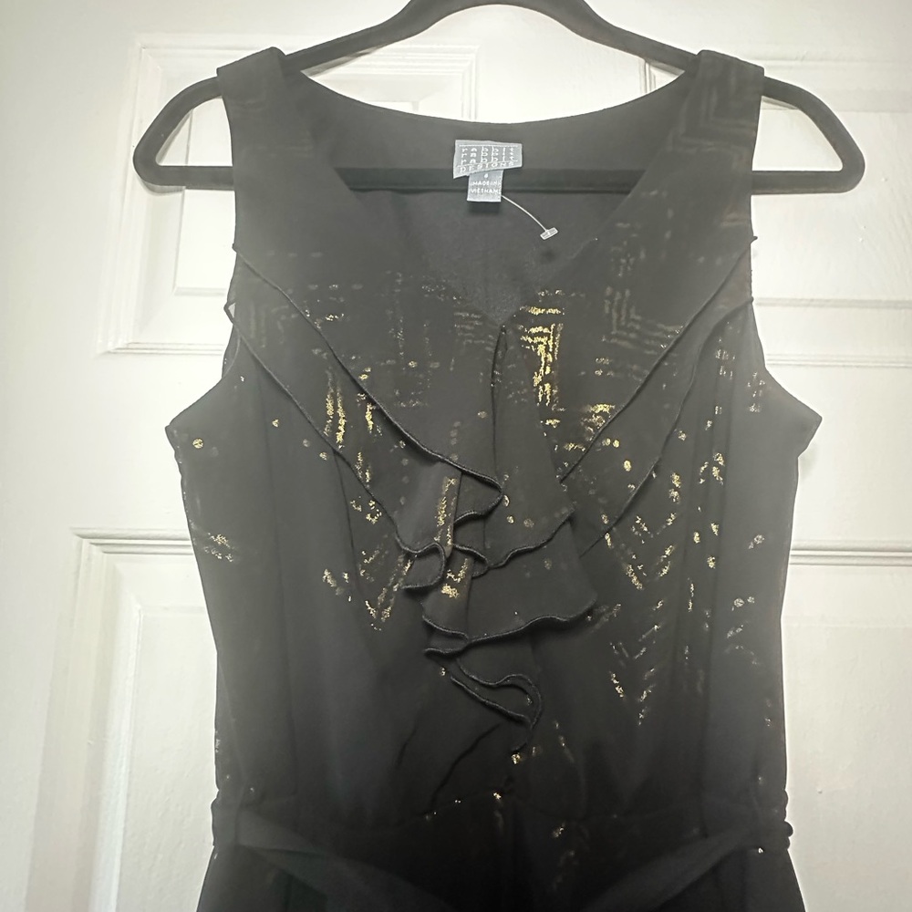 NWOT- Rabbit Rabbit Rabbit Black and Gold Midi Dress - Picture 9 of 12